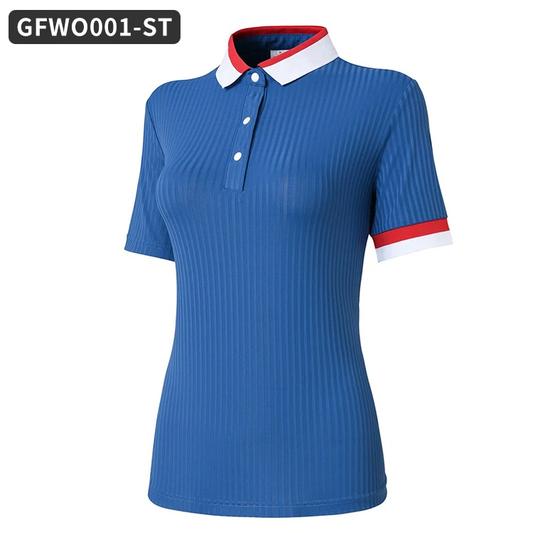 Custom Logo Women Sports Short Sleeve Skin Care Fabric Tight Golf Polo Shirt Quickly Dry Golf Polo Shirts Ladies Golf Shirt