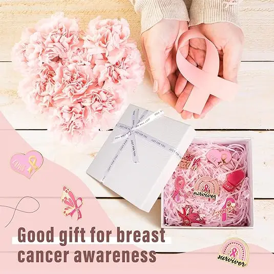 Breast Cancer Awareness Pins Enamel Lapel Pin Breast Cancer Awareness Pink Ribbon Butterfly Brooch for Women Gifts