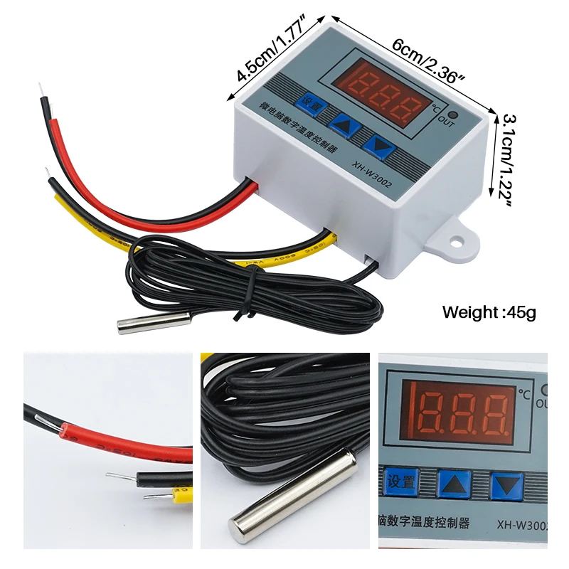 XH-W3002 микрокомпьютер цифровой регулятор температуры светодиодный термостат переключатель постоянного тока 12 В переменного 110 220