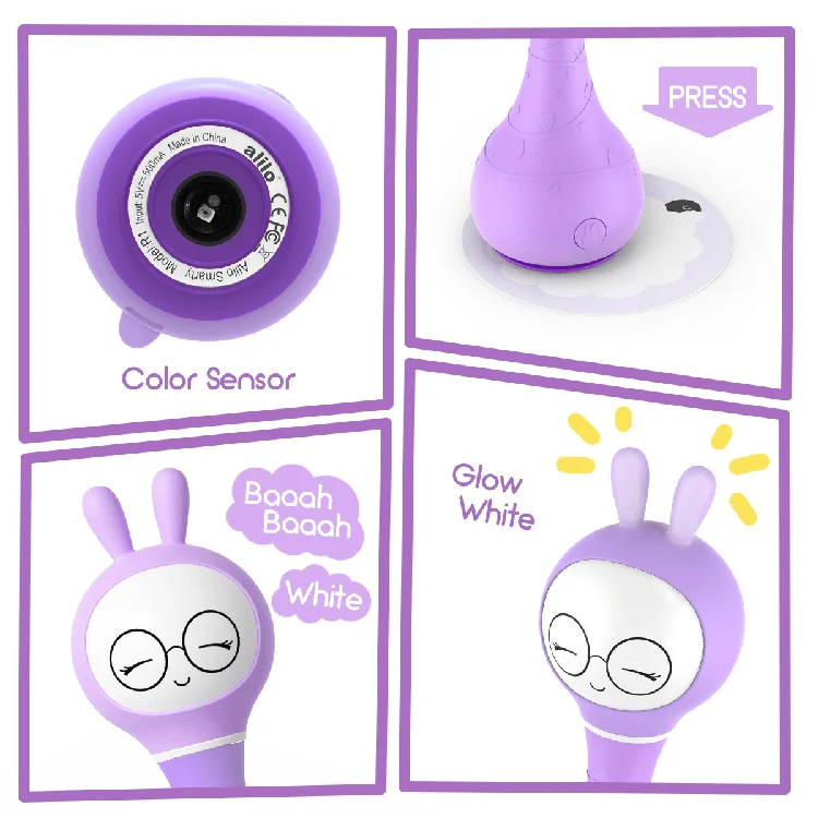 Alilo 2021 Hot Selling Bunny Smart Electronic Kids learning robot Children Shaker Silicone Set Toys Baby Rattle