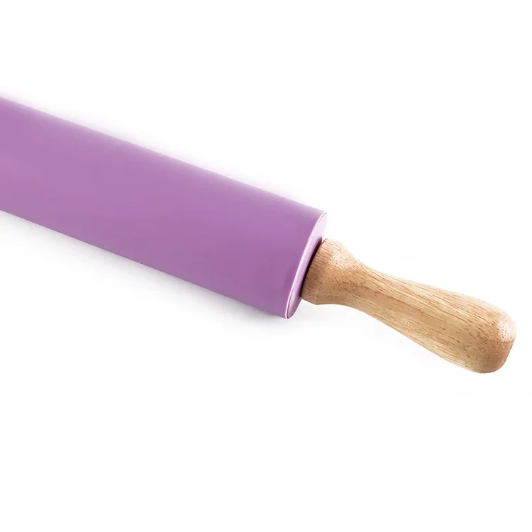 Hot Selling Colorful Silicone Rolling Pin Wooden Handle With Silicone Baking Mat
