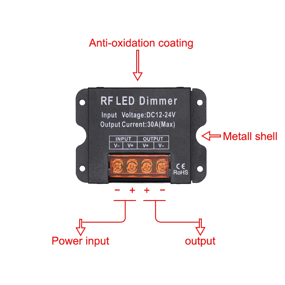 12V 24V LED Dimmer Remote Controller for LED Strip Light Dimming Knob Switch Voltage Regulator 30A 360W High Power Lamp Dimmers