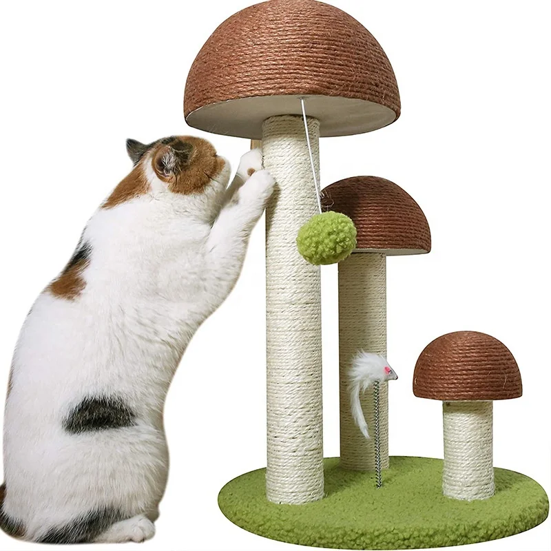 Лидер продаж 2021, новая роскошная жесткая чесалка для кошек из массива дерева с лужайкой-грибом