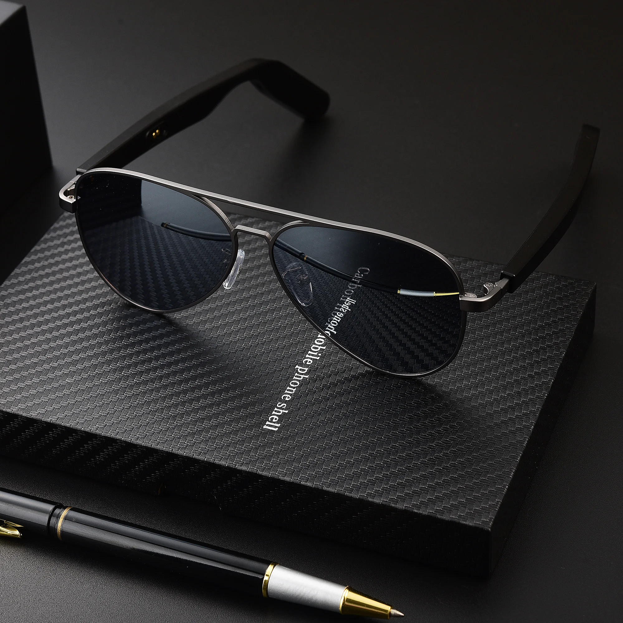 Wireless Headset Sunglasses Bluetooth Outdoor Fishing Driving Trendy Vintage Mp3 Player Rectangular Glasses Bluetooth