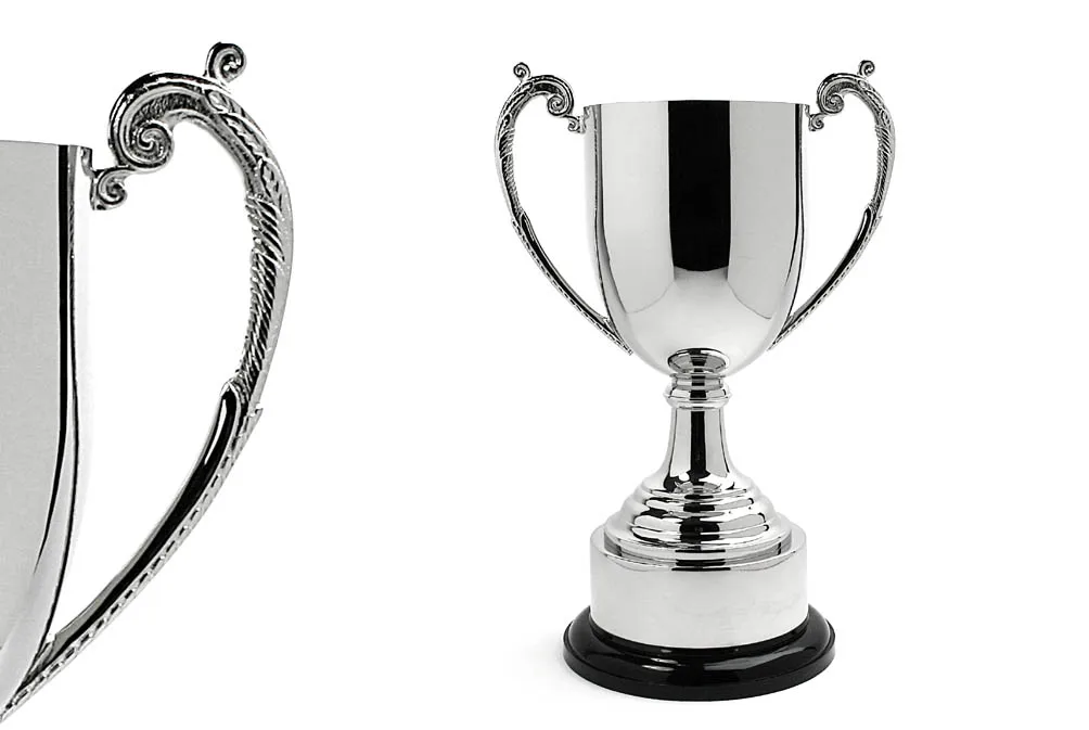 Silver Metal Trophy Cup Black Plastic Base Trophy Cup Award