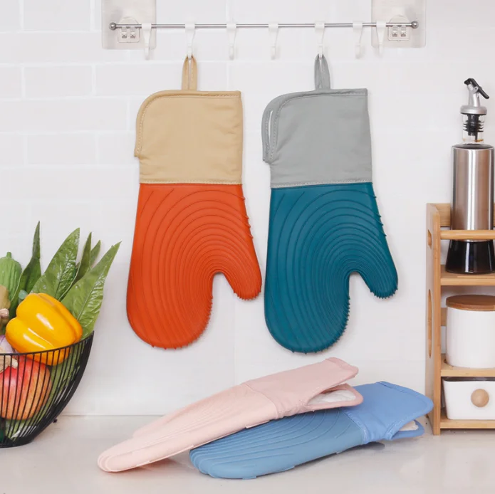 
Factory outlet 2 pcs New color silicone and cotton Professional Kitchen Tools Kitchen Accessories Silicone Oven Mitt set 