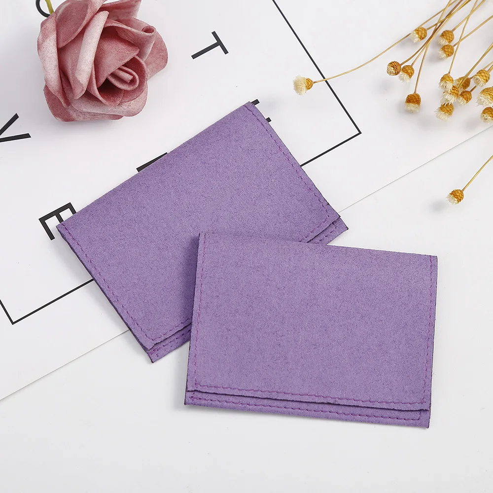 Small Chic Envelope Flap Dust Packaging Display Suede Microfiber Jewellery Gift Pouches Travel Packaging Mini Jewelry Pouch Bag