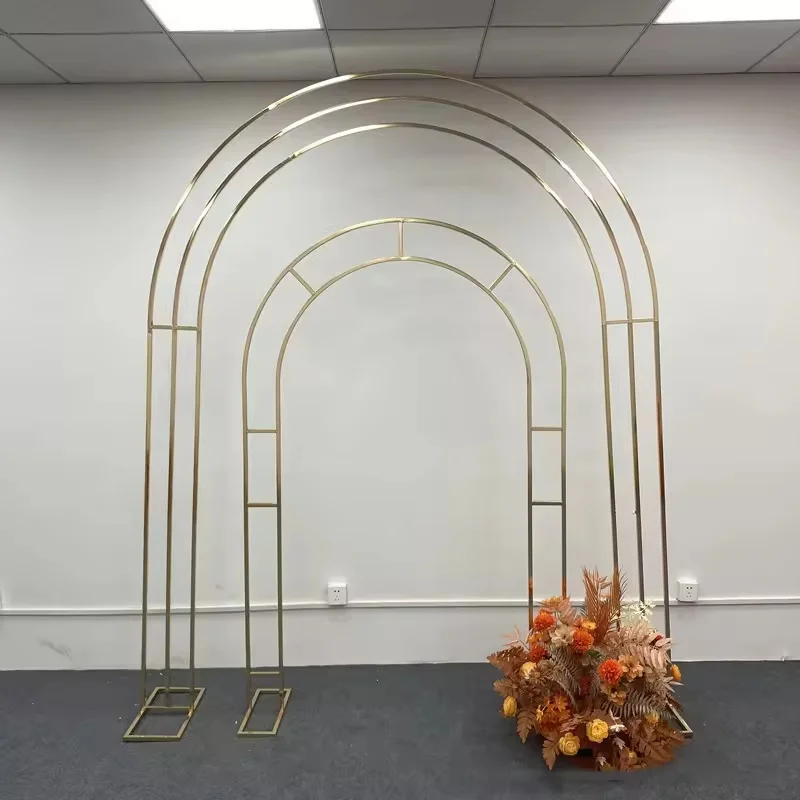 new design arch decor party backdrop shiny gold metal detachable arch iron frame for events wedding decoration