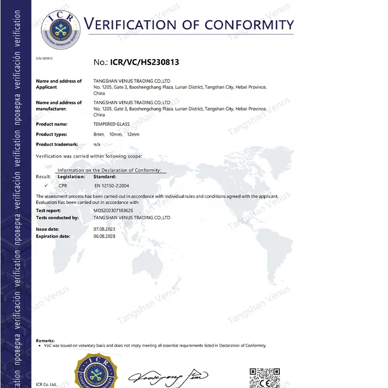 building glass price factory wholesale 4mm 5mm 6mm 8mm 10mm 12mm 15mm 19mm custom clear fully tempered toughened safety glass