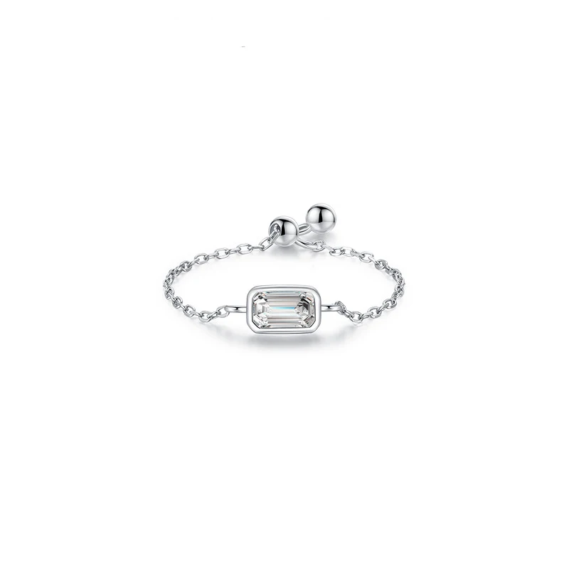 Hot Sale Sparkling Square Cubic Zirconia Ring S925 Silver Green Cz Diamond Ring For Women
