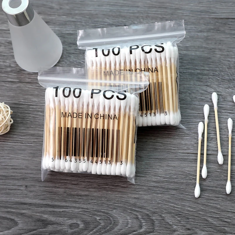 Disposable Micro Cotton Swab Wooden Cotton Swab With Sharp Tip Wooden Eyeliner brush