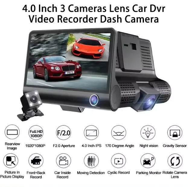 Efficient 3 Cameras Lens Dual Lens Video Recorder Car DVR System