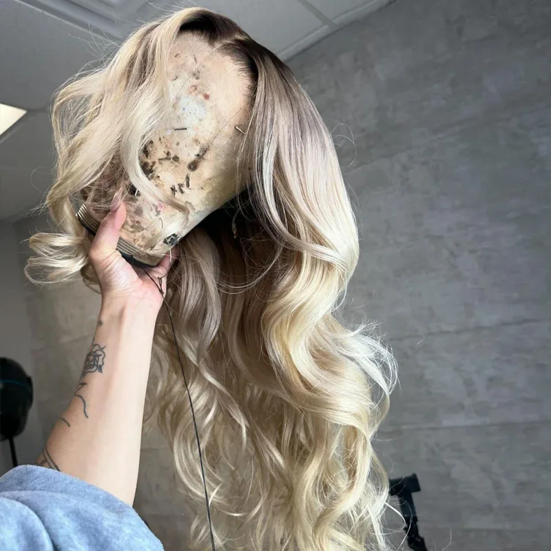 Platinum Blonde Lace Front Wigs Human Hair 100% Vietnamese Virgin Hair Glueless Full Frontal Wigs Pre Plucked Loose Wave Wigs