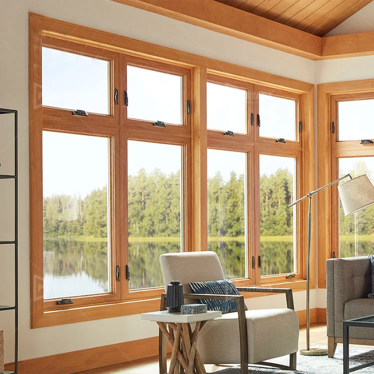 Modern House Window Design Timber Wood Window For House Impact Resistant French Wooden Casement Windows