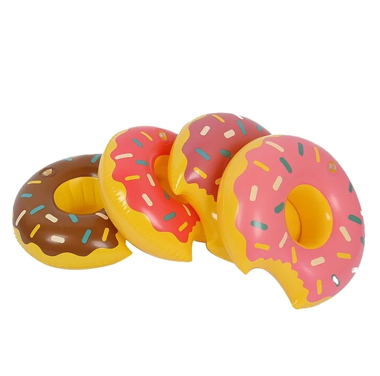 Inflatable Donut Drink Holder 3 Pack Drink Pool Floats Cup Holders for Summer Pool Party Variety Shape to Choose