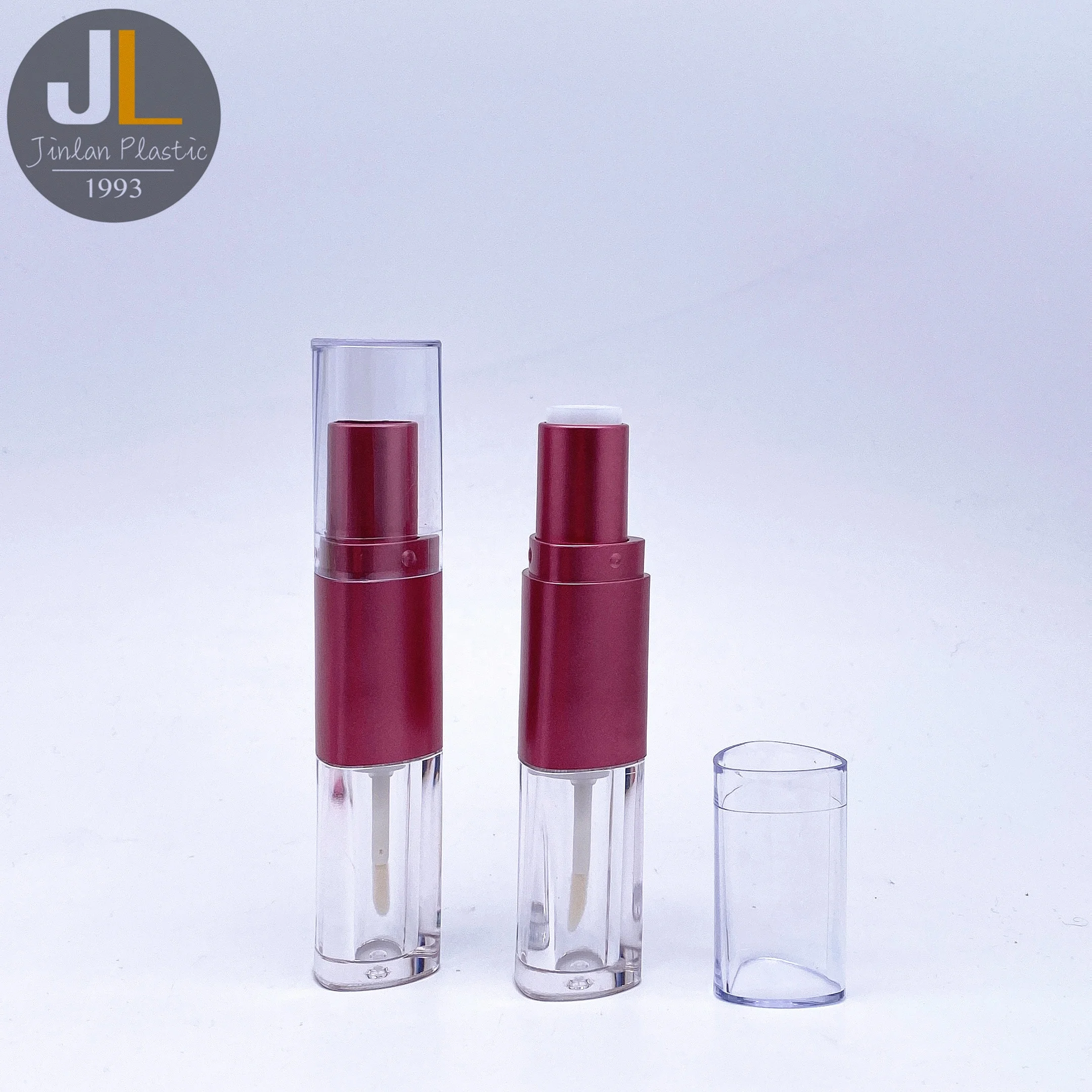 High Quality Clear Triangular Shape Double Ended Lipstick Tube Empty Liquid Lip Gloss Container Tubes