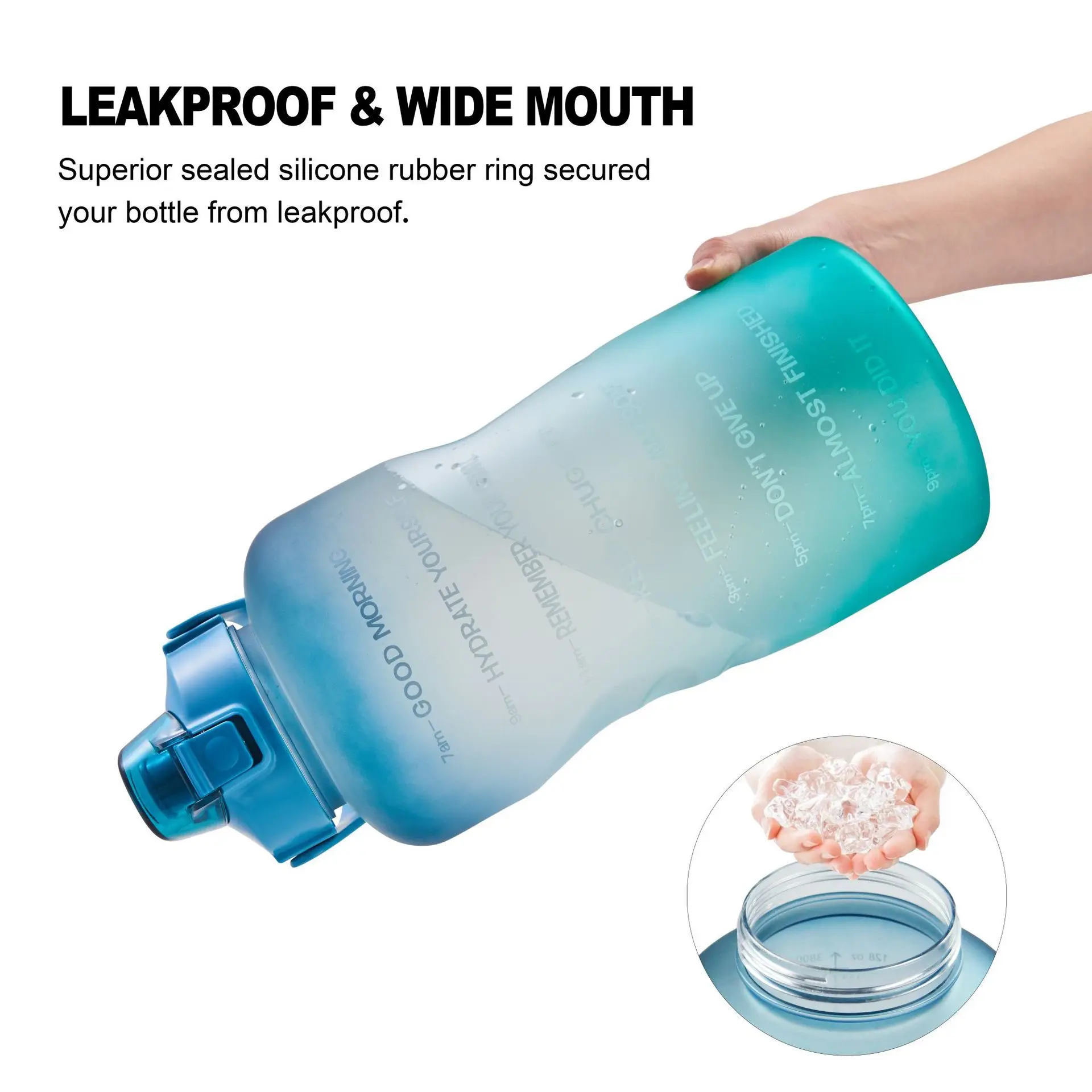 1 Gallon/128oz Large Motivational BPA Free Sport GYM Plastic Water Bottle with Time Marker & Straw