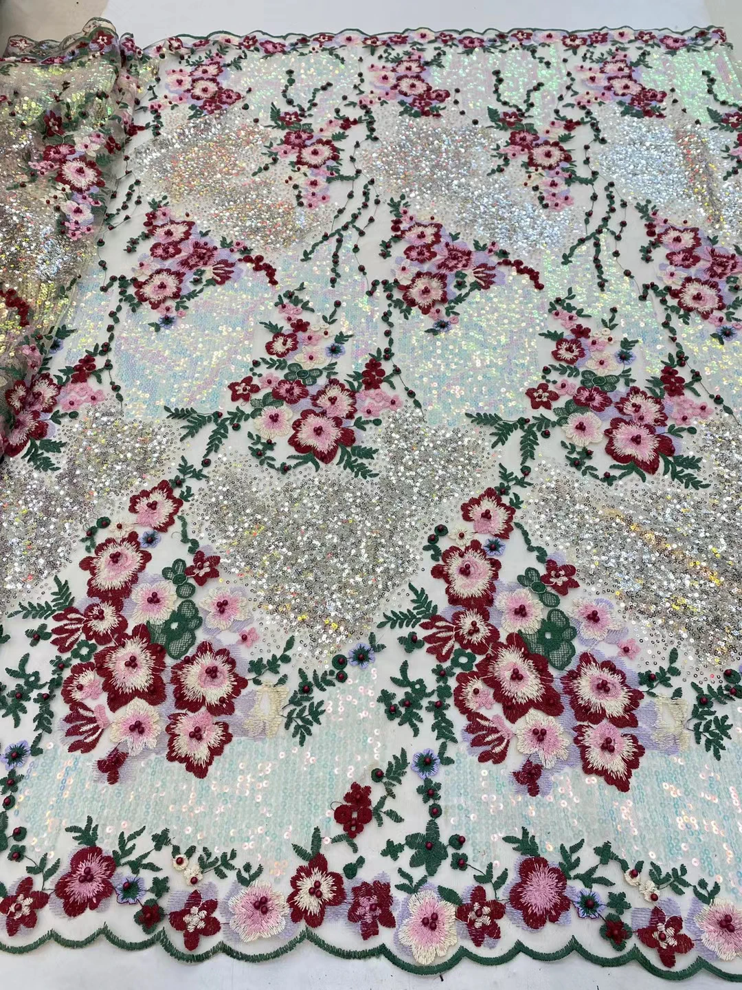 2022 best quality mix color embroidery dress beads and sequins tulle laces heavy flowers beaded lace fabric