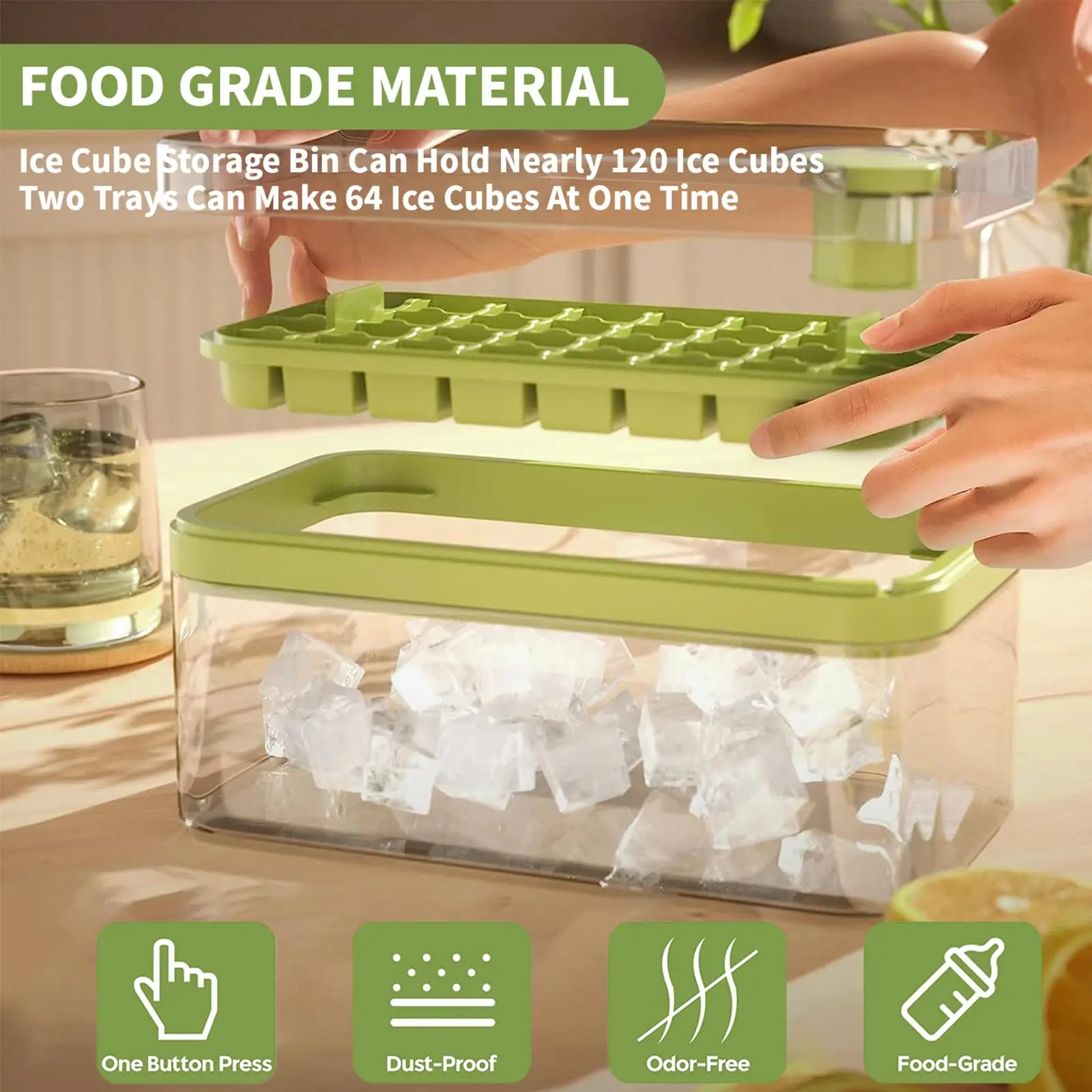 Ice Cube Molds Silicone Ice Cube Trays With Lid And Bin For Freezer Easy Release