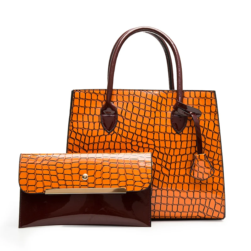 Factory Wholesale Crocodile Luxury Big Handbag 2023 2 pcs in 1 set Trendy Vintage High Quality Lady Purse Handbag