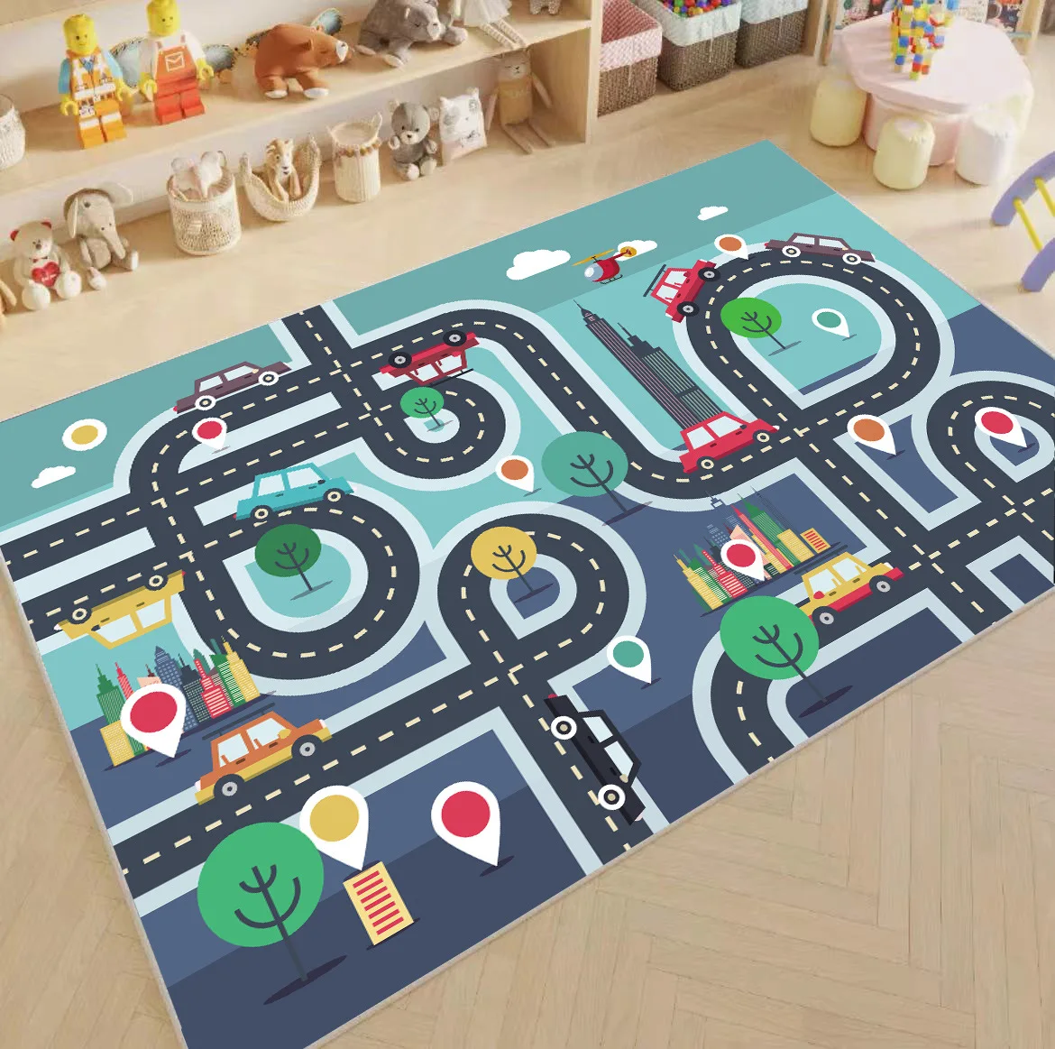 Kids Parking Traffic Play Boy Car Cartoon Road Track Carpet Driveway Floor Mat