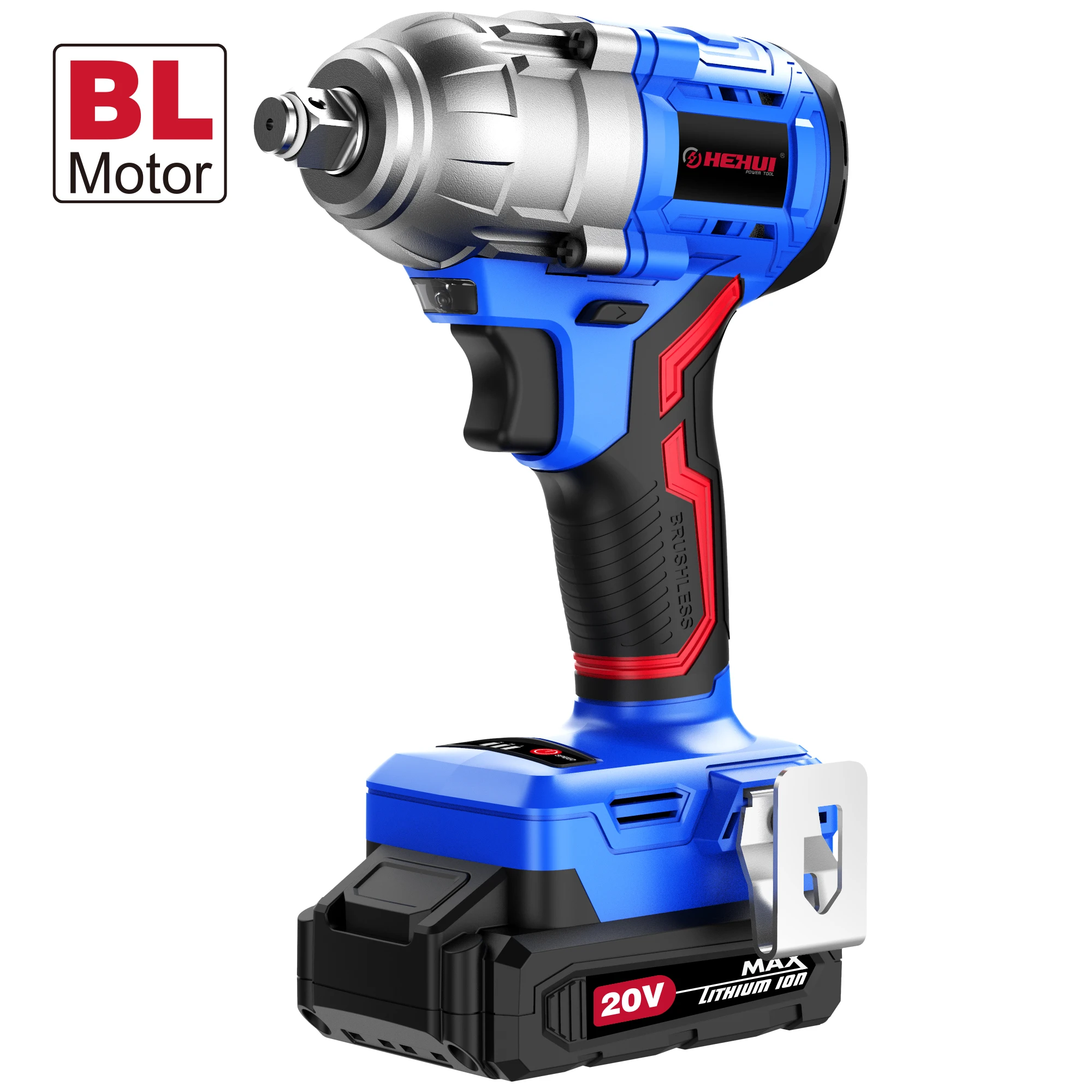 Hehui 20V 2.0Ah Battery Rechargeable Torque Industry Brushless High Torque 500N.M Electric Impact Wrench