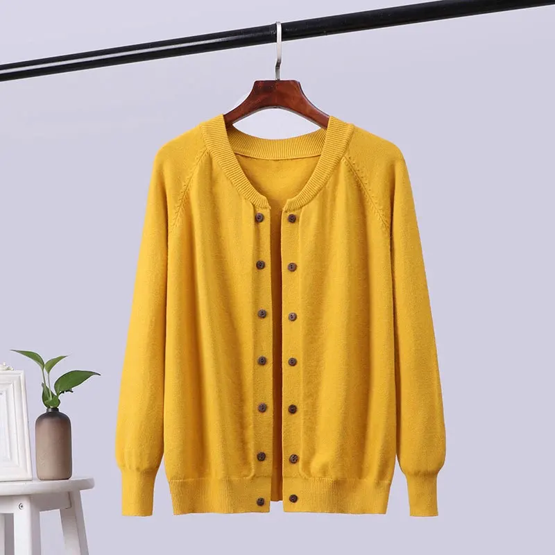 Winter Fashion Women Crew Neck Long Sleeve Cardigan Knitted Button Wear Clothing Coat