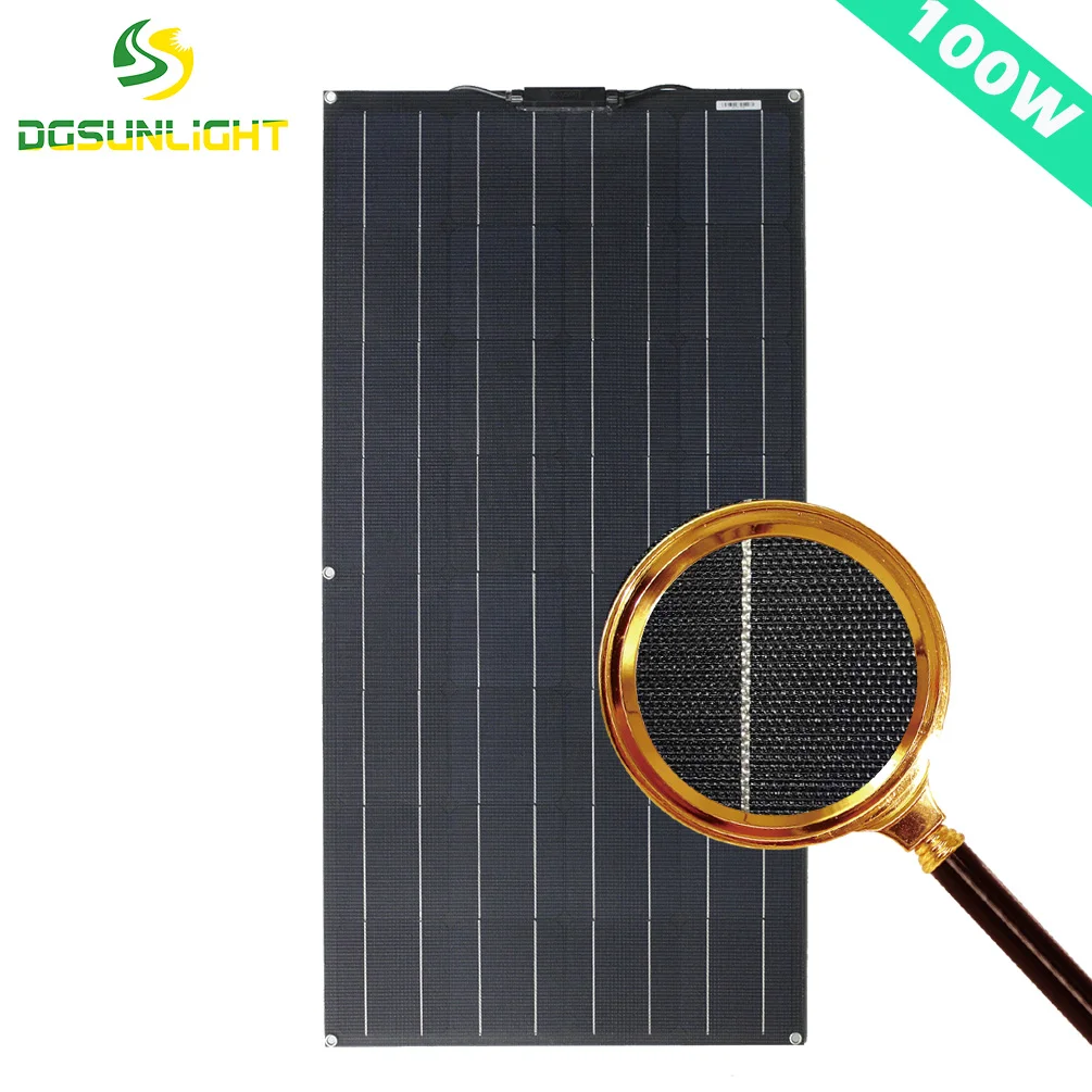 Factory direct supply 100w ETFE ALL BLACK mono flexible solar panel for camping