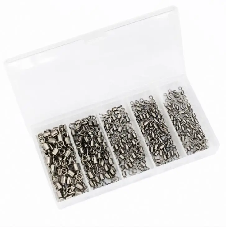 400 Pcs/box High Quality Wholesale Fishing Tackle Brass Rolling Swivel Accessories Set with Box