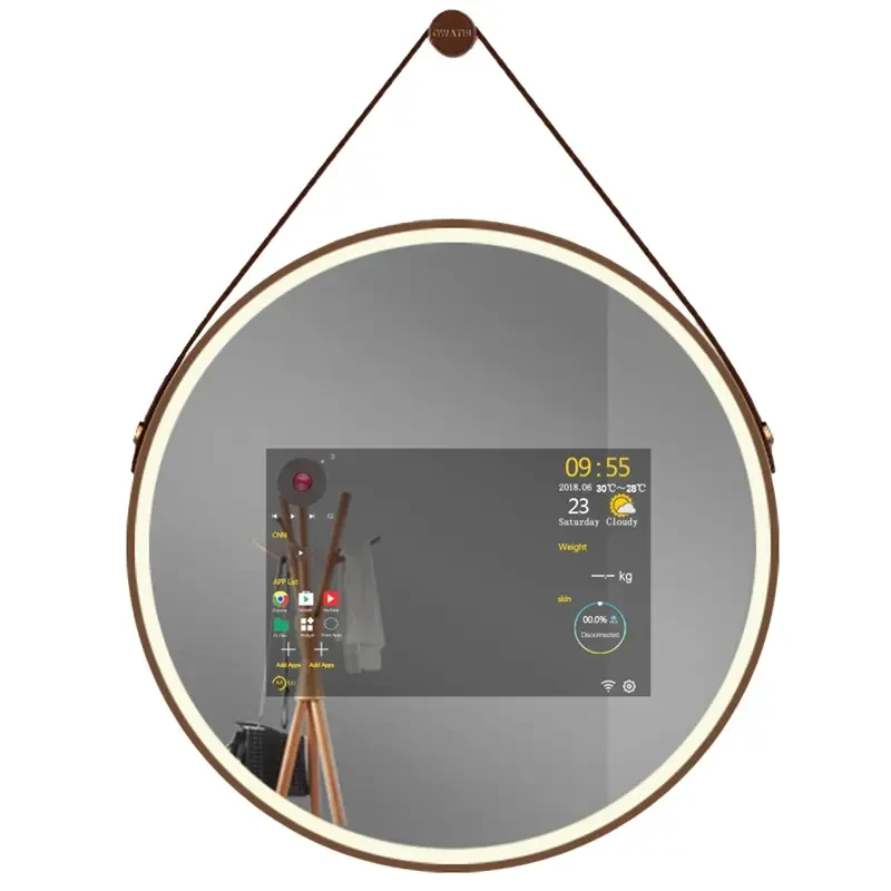 FUDAKIN Round shape Android TV Mirror Bathroom Smart Mirror Touch Screen Bathroom TV Mirror Bath TV