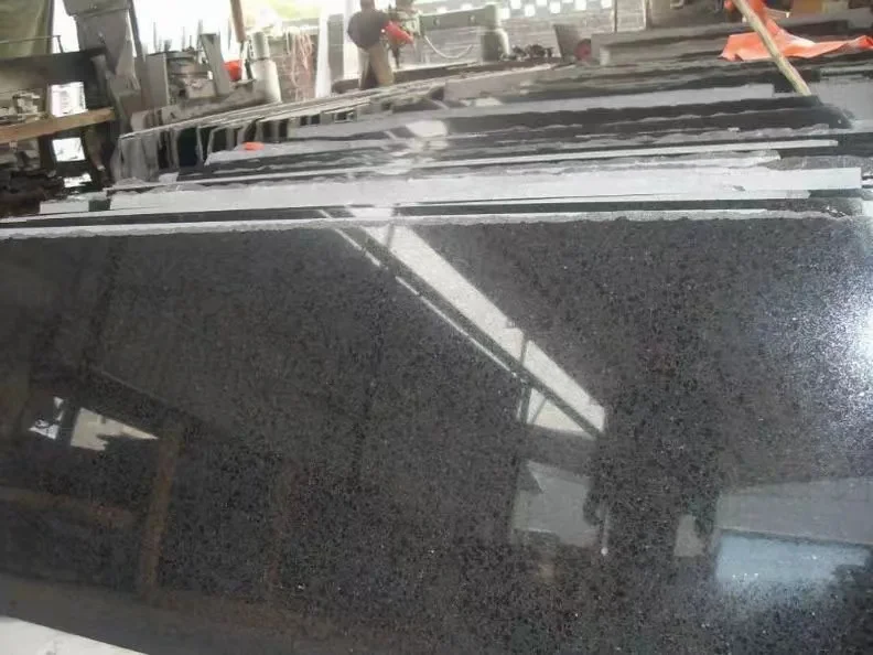Chinese cheap G684 pearl black basalt granite slab flamed stone