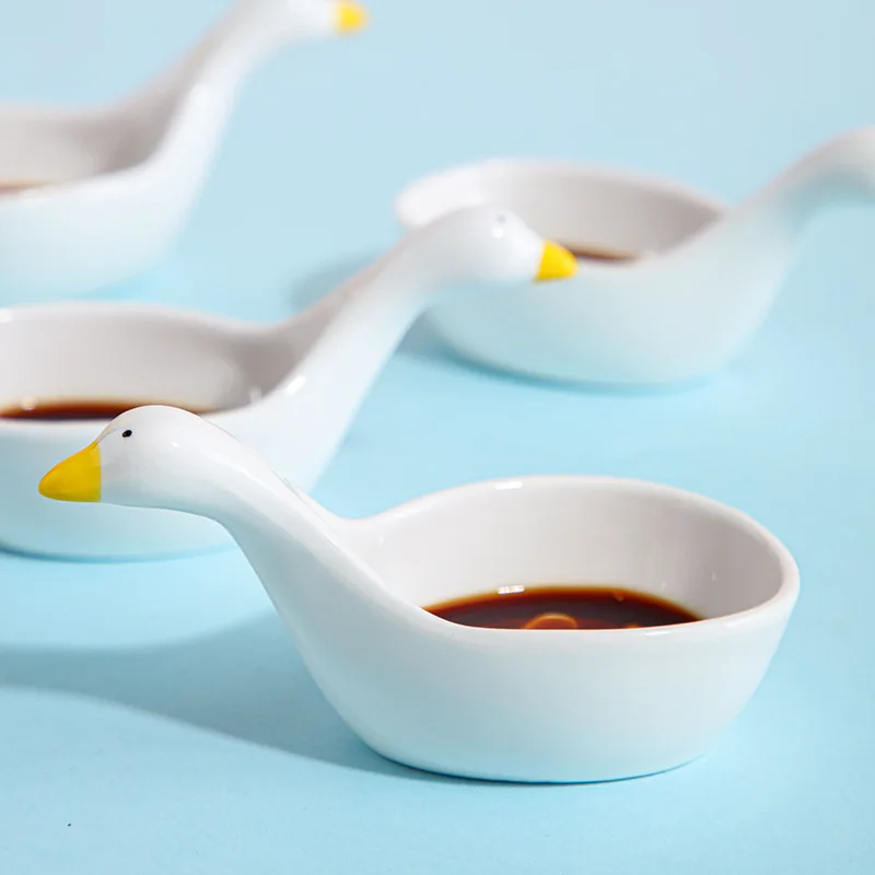 Симпатичные керамические ложки для соуса мультяшная фарфоровая посуда тарелка утки