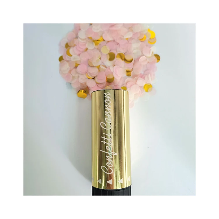 Hot sale round mini short barrel party popper holding confetti cannon with colorful sequins