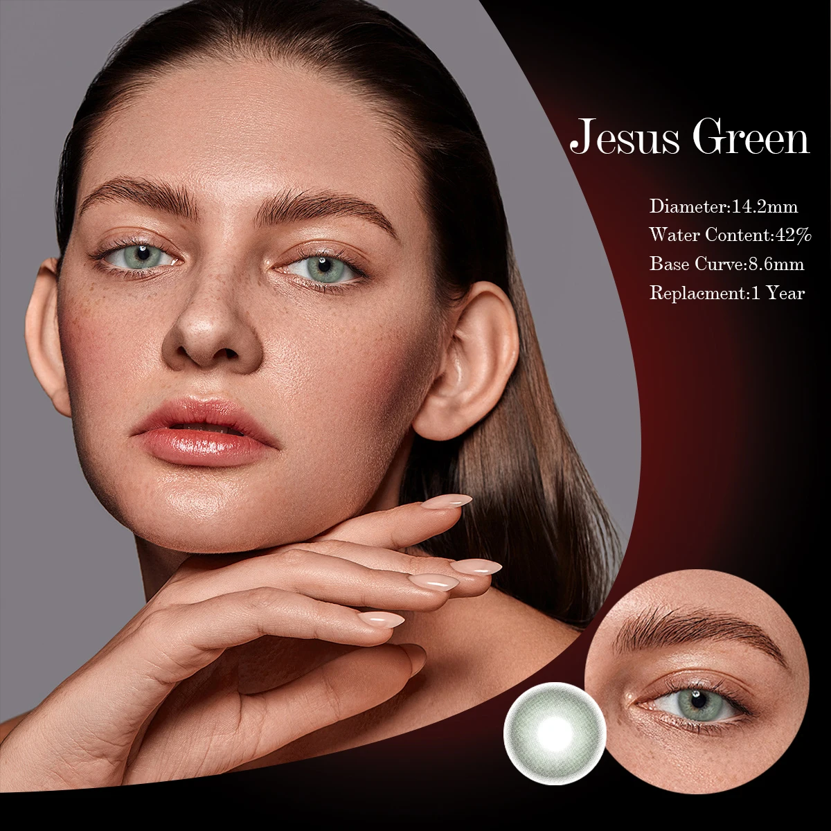 Jesus Green Color Contact Lenses Large Straight Color Beauty Contact Lenses Customized Wholesale