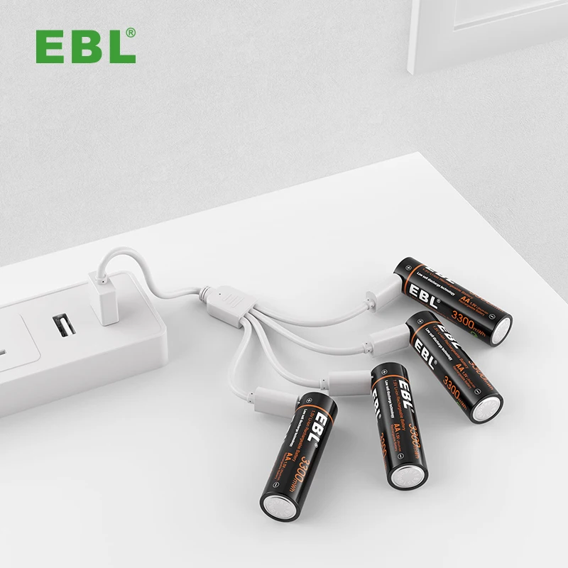  EBL Manufacture Wholesale New Arrival Fast Charge High Capacity USB Rechargeable Li-ion Battery AA Lithium