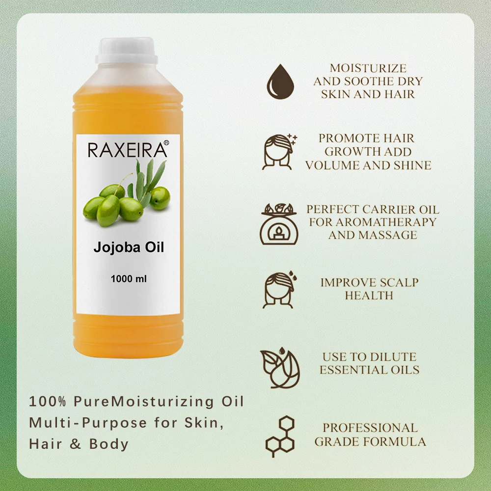 Custom Logo Pure Jojoba Oil Cold Pressed Natural Skin Care Face Care Hair Care Organic Jojoba Oil Bulk Pure Essential Oil
