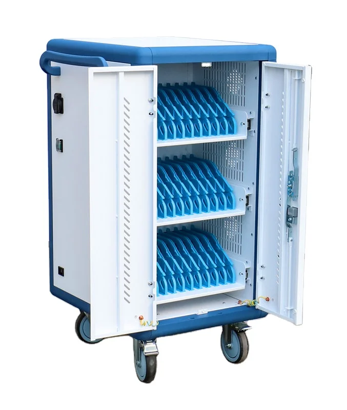 China High Quality 30 Charging Bays Laptop / Ipad Charging Carts Cabinets With Wheels