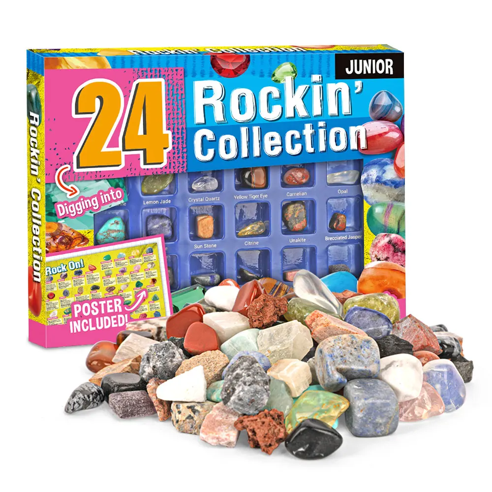 24PCS STEM Toys Stones and Rocks and Minerals Collection Games Kid Other Education Toys