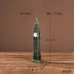 Vintage bronze Big Ben clock tower decoration in the living room wine cabinet porch table decoration landmark building model dec