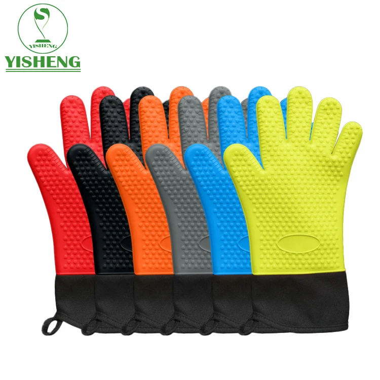 Silicone Pot Holder Oven Mitts Gloves Finger Silicone Kitchen Cooking Baking Oven GLoves