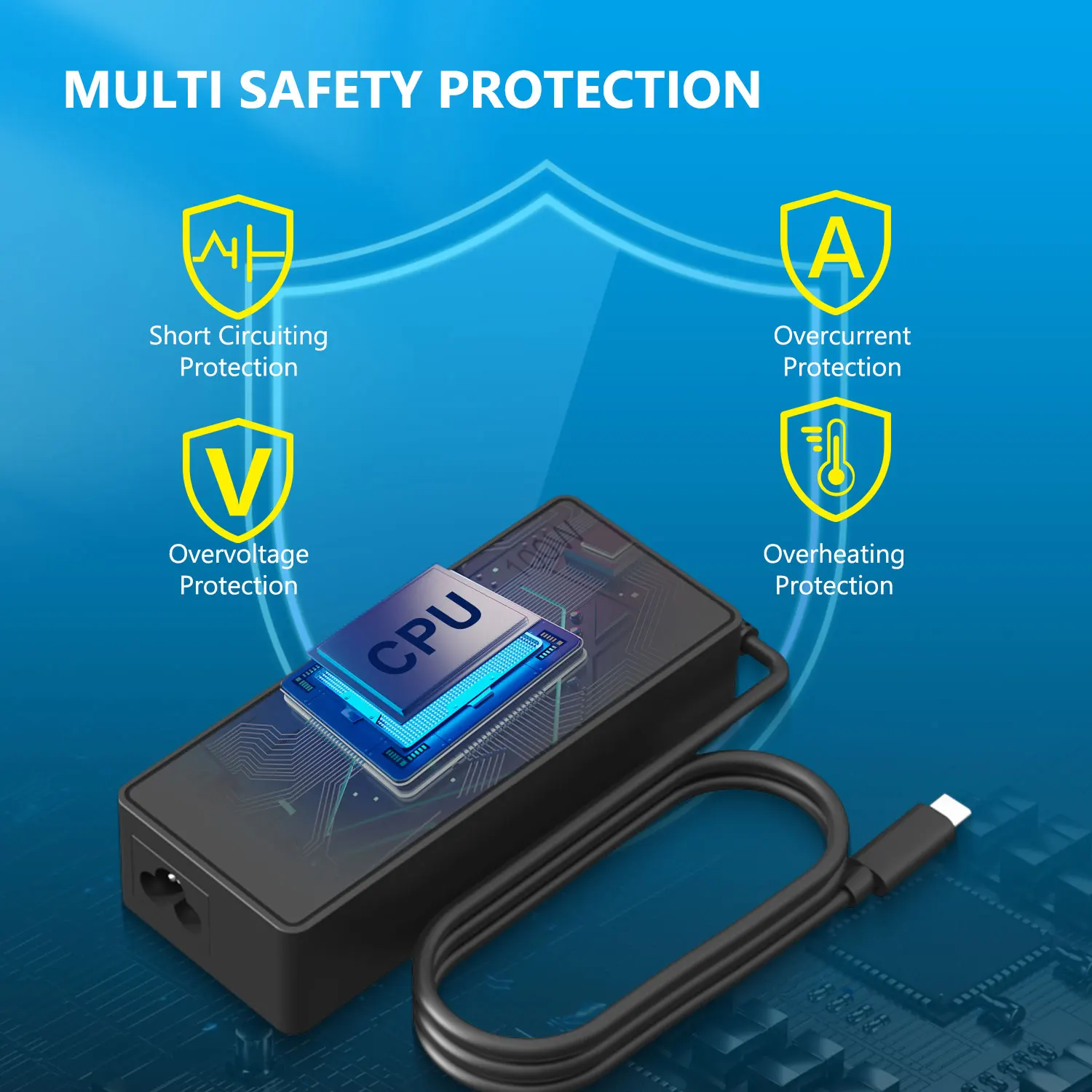 100W Charger, USB-C PD Power Adapter for Lenovo ThinkPad, Dell, Acer, HP with Quick Charger