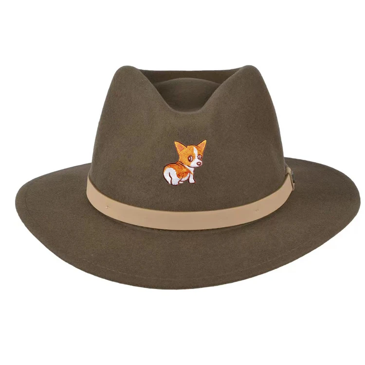 Wholesale Custom Australian Wool Felt Cowboy Hats High quality Custom Made wide brim Retro Fedora hat
