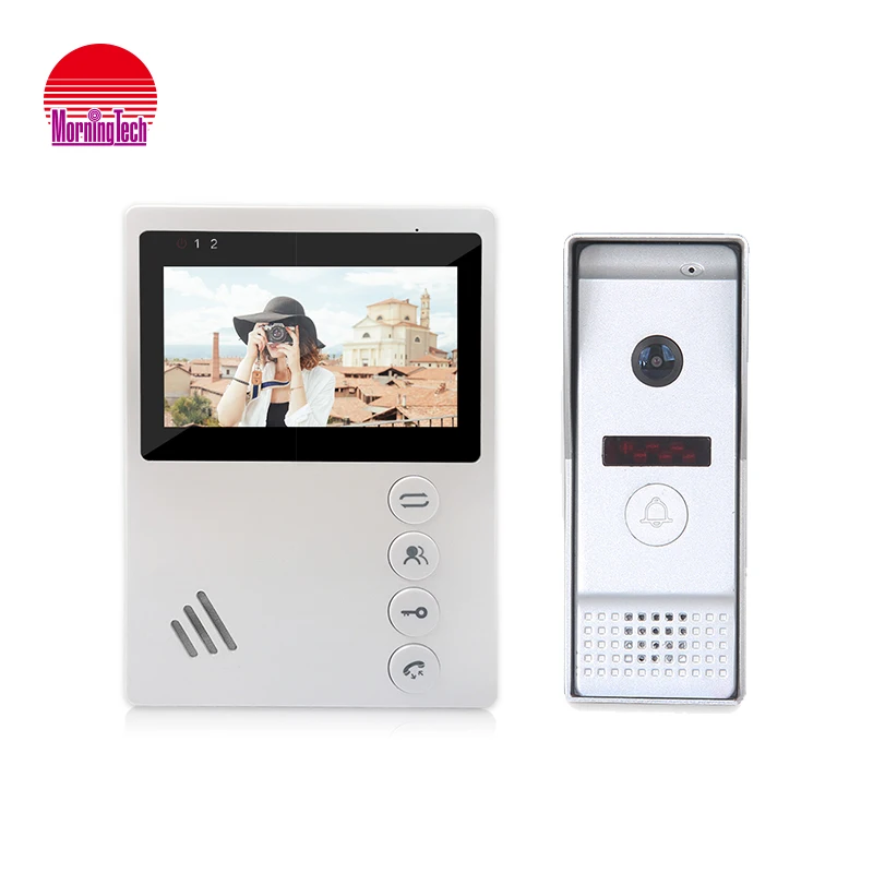 Support connect exit button 4.3 inch home video door phone intercom system video doorbell