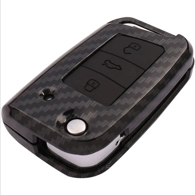 Carbon Fiber Car Key Case Bag Cover For Volkswagen VW Golf 7 MK7 Tiguan Touran 2017 For Skoda Octavia A7 RS For Seat Leon Ibiza