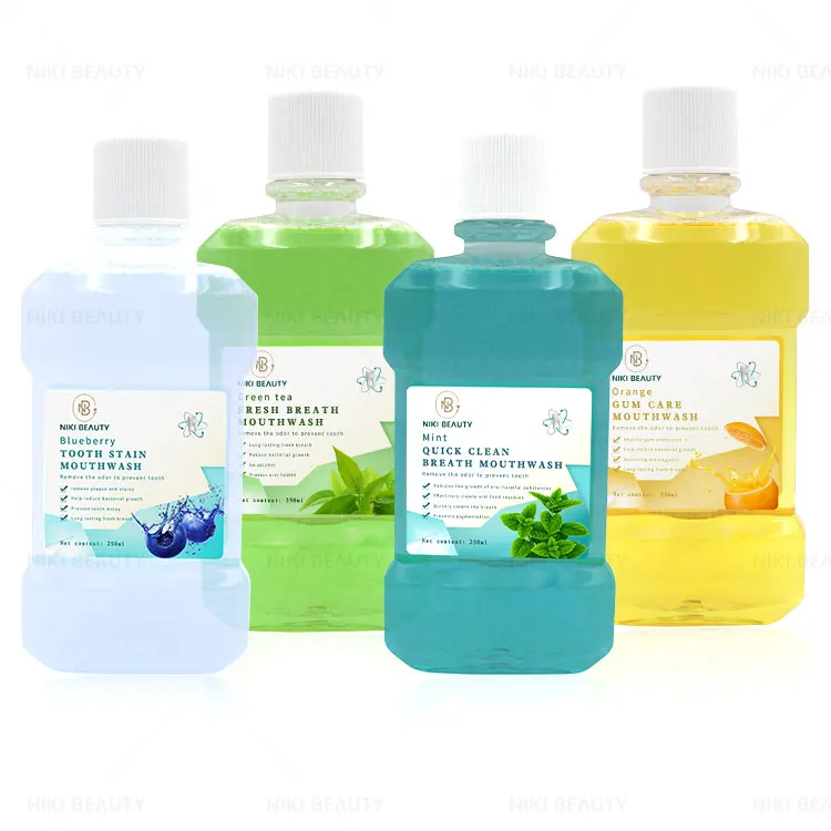 Пользовательская портативная Массовая белая этикетка прибор для удаления зубного налета чувствительная Десна ополаскиватель полоскания рта