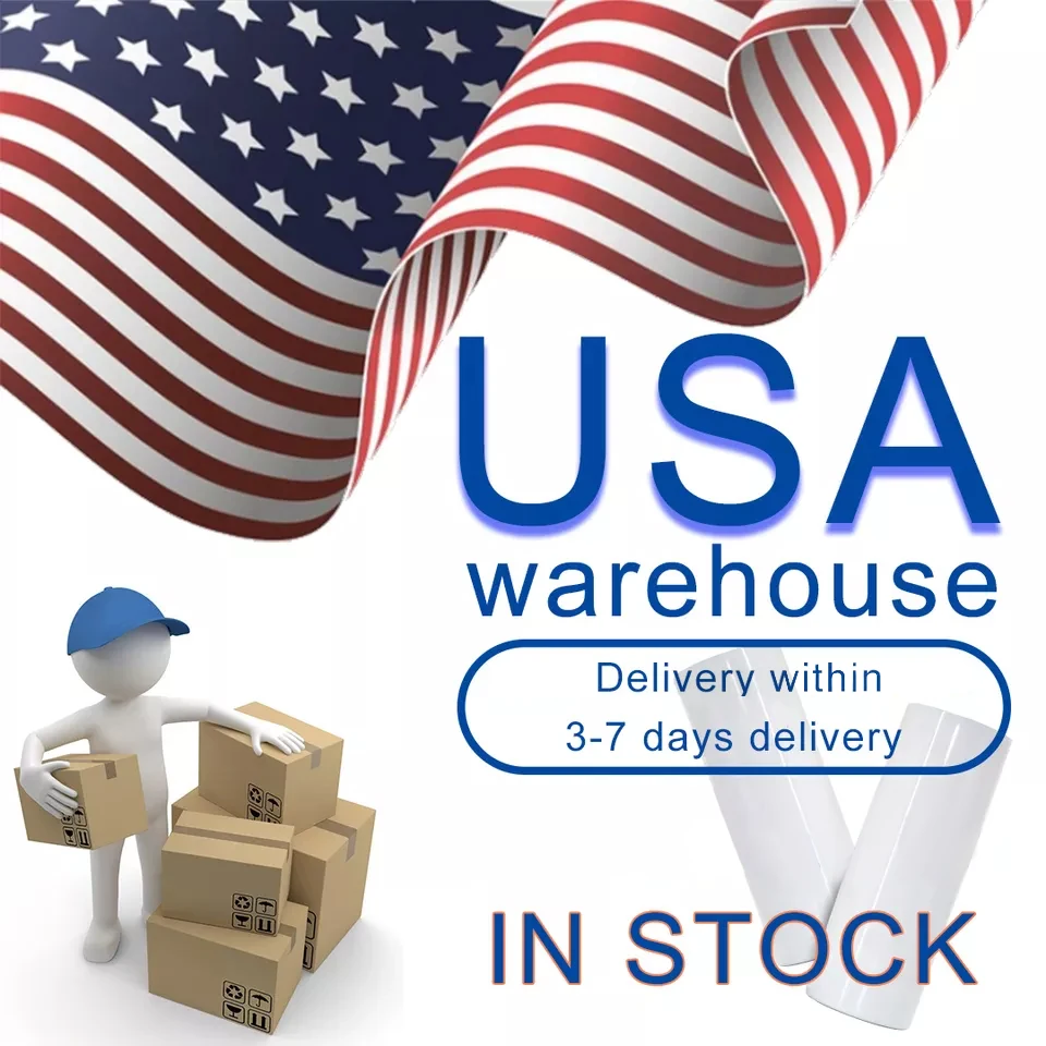 US Warehouse RTS 20oz sublimation white skinny Double Walled Stainless Steel Insulated flat edge Tumbler with straw