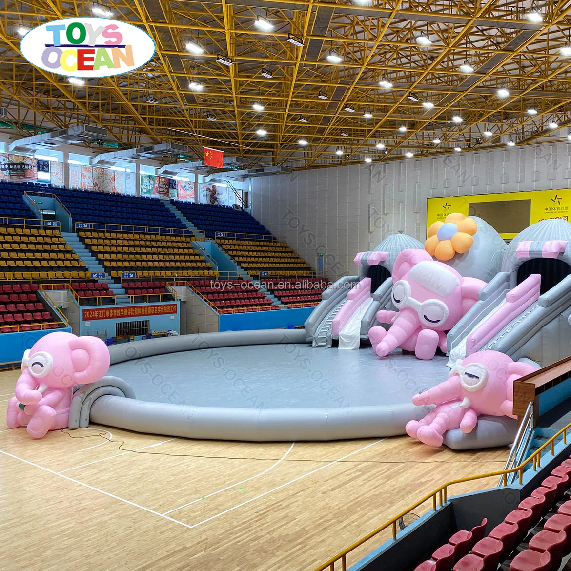 Factory Custom Commercial PVC Water Playground Kids Inflatable Water Park Elephant Water Slide Swimming Pool