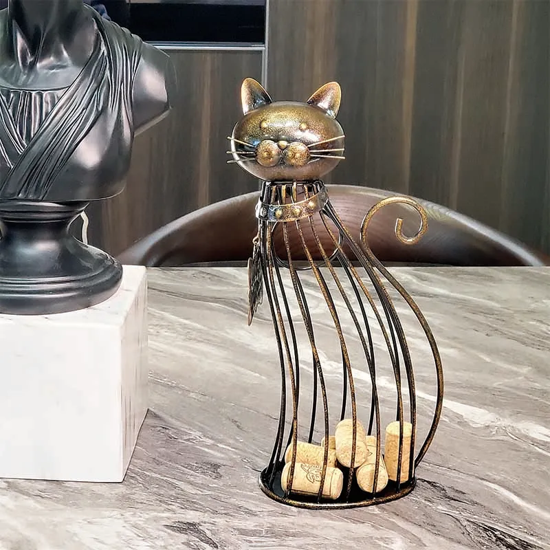 Оптовая продажа, металлический подарок на новоселье, Декоративная пробка для вина, декоративный держатель для кошачьего вина