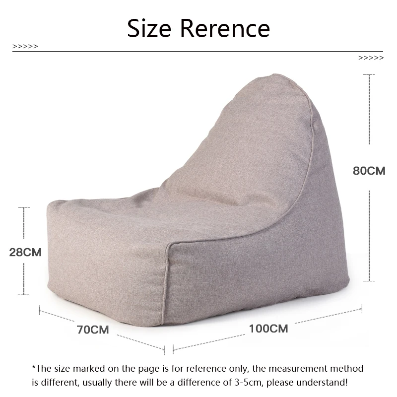 Customized Bean Bag Sofa High Boat Shape Navy Blue in Living Room Home D100*W70*H80 Cover Only