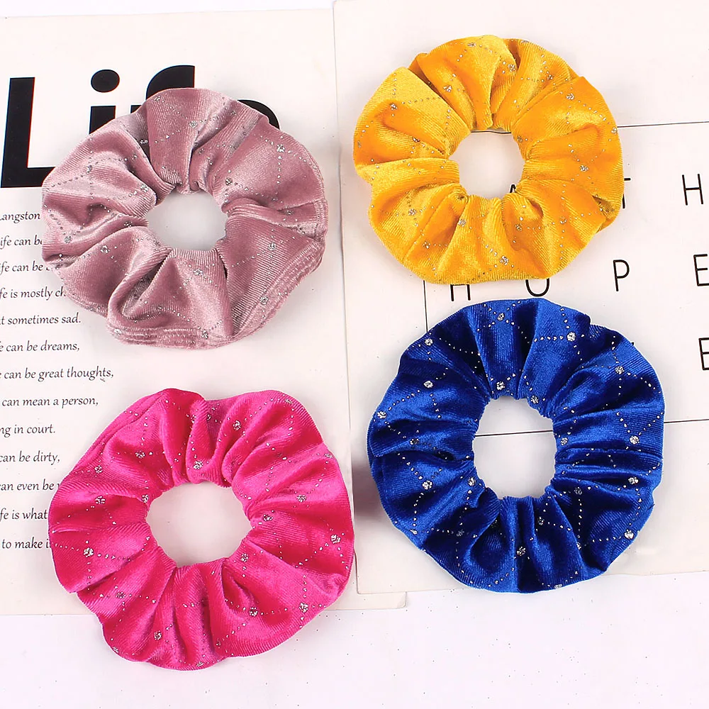 Sparkly Rhinestone Velvet Hair Scrunchies Scrunchy Woman Ponytail Holder
